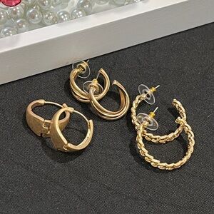 NWT 3 Pair Women's Gold-Tone Hoop Earrings